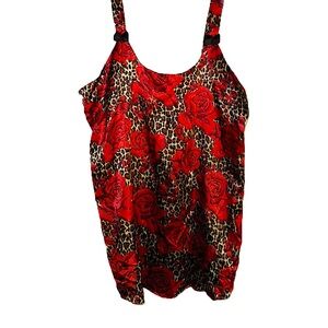 vintage rose leopard cheetah print slip dress